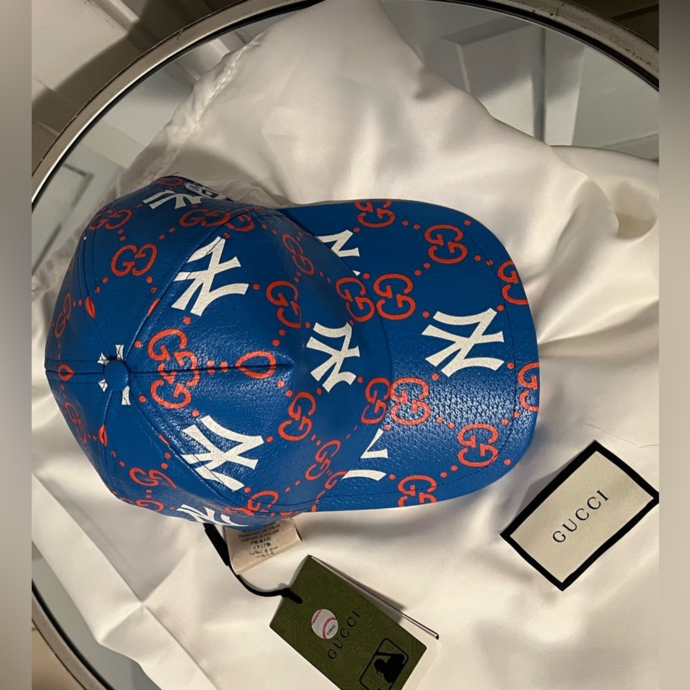 NWT-Gucci Unisex Blue Yankees GG Baseball Hat/Cap - Picture 6 of 11